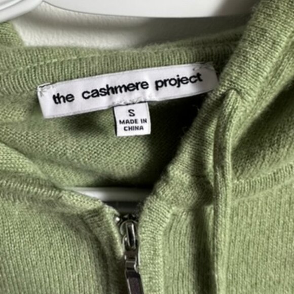 THE CASHMERE PROJECT Green Cashmere Zip-Up Hoodie Sweater - Picture 2 of 4